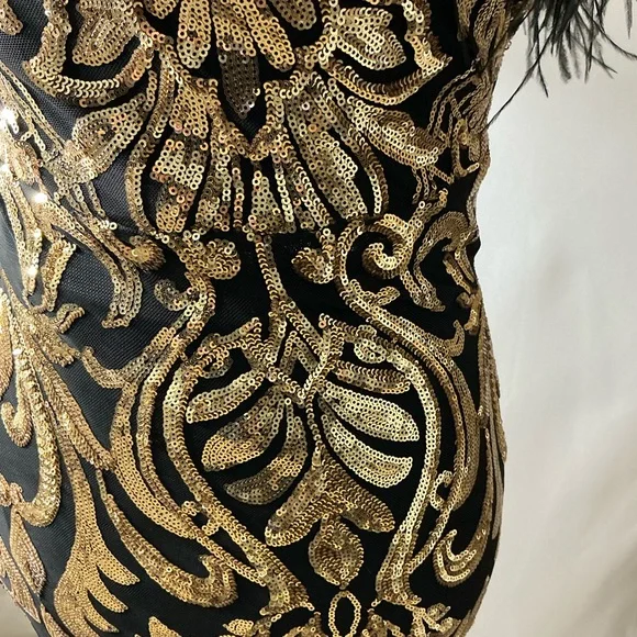 Fashion Nova Black and Gold Prom Dress - Picture 10 of 14